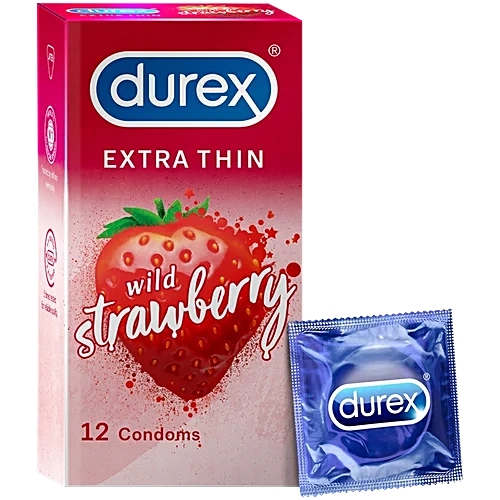 Durex Extra Thin Wild Strawberry Flavoured - 12 Condomsimg