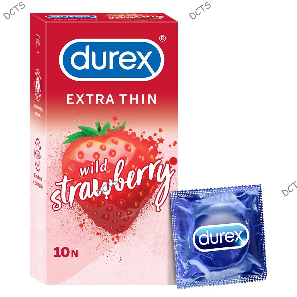 Durex Extra Thin Wild Strawberry Flavoured - 10 Condomsimg