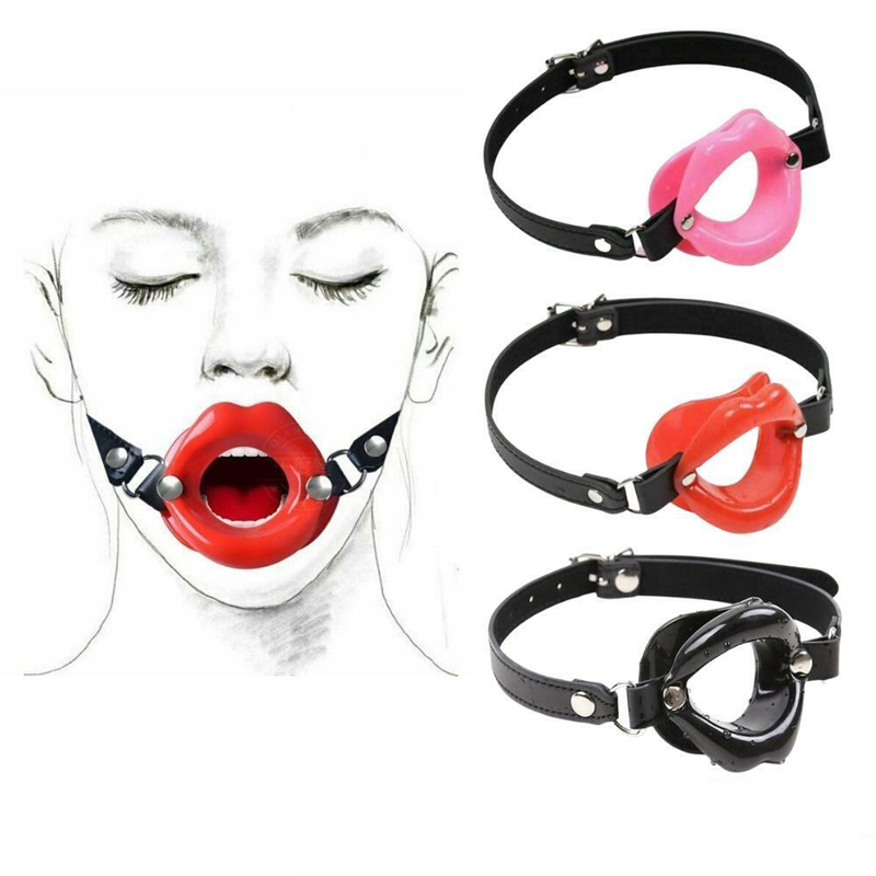 Lip Silicone Sissy Bimbo Open Mouth Gag Lips Strap O-Ring Ball Restraintsimg