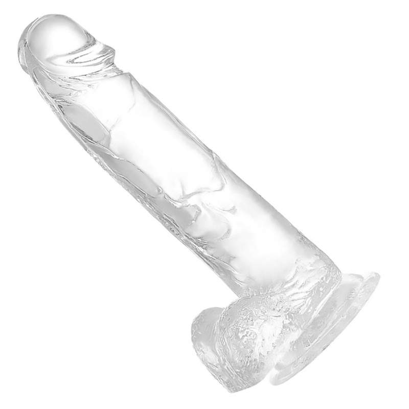 Clear Soft Realistic Dildo with Suction Cups and Ballsimg