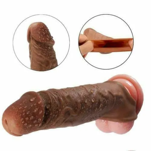 Realistic Reusable Penis Sleeve Dildo Enhancer Enlargemen  Extenderimg