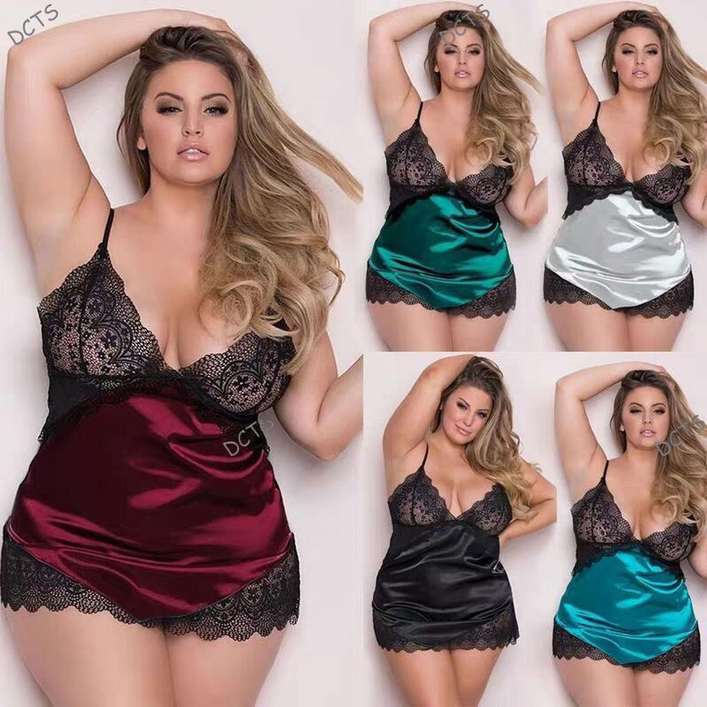 Women's Plus Size Sexy Lace Lingerie Babydoll Sleepwear Strappy Nightwearimg