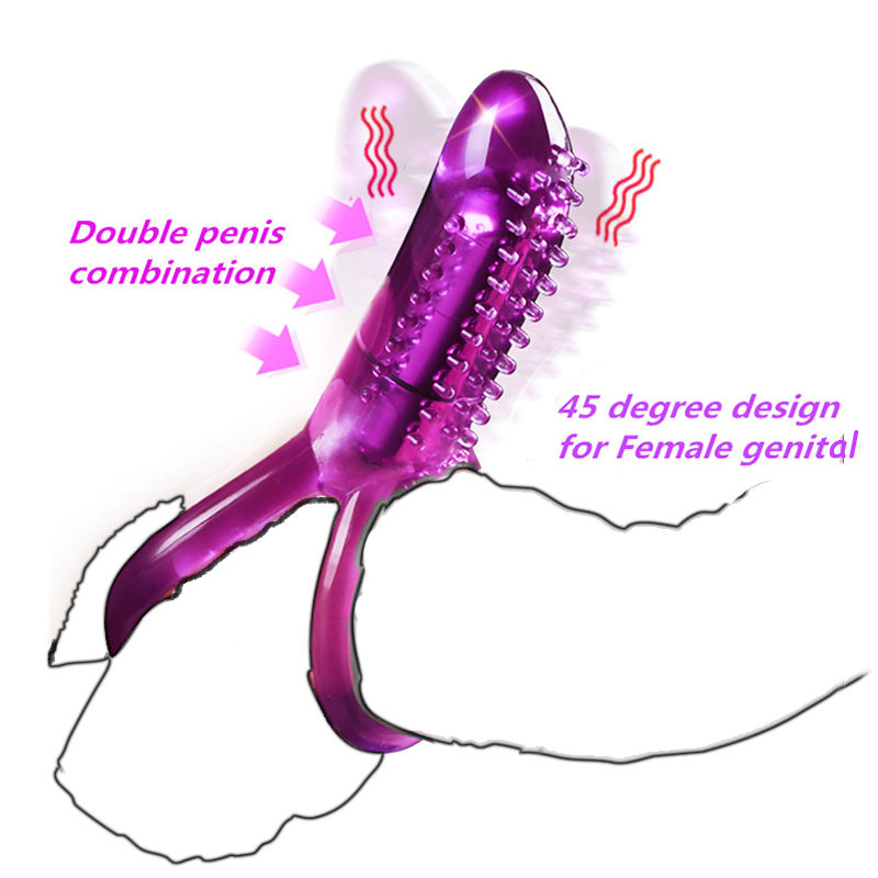 Strapon Double Cock Ring Clitoral Stimulator Bullet Vibrator Ringimg