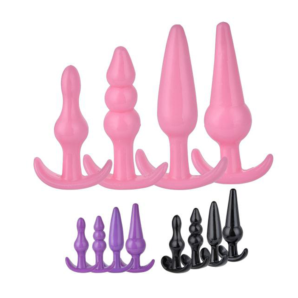 Butt Plugs Beads TPE Flexible Jelly Anal Plugs For Erotic Games Role Play For Couple 4Pcs-Setimg