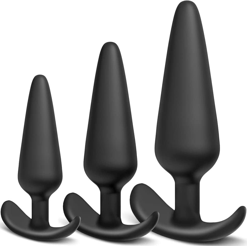 Silicone Anal Plug Butt Plugs Training With Flared Base For Couples 3Pcs-Setimg